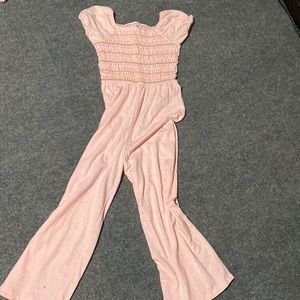 pink striped flair dress